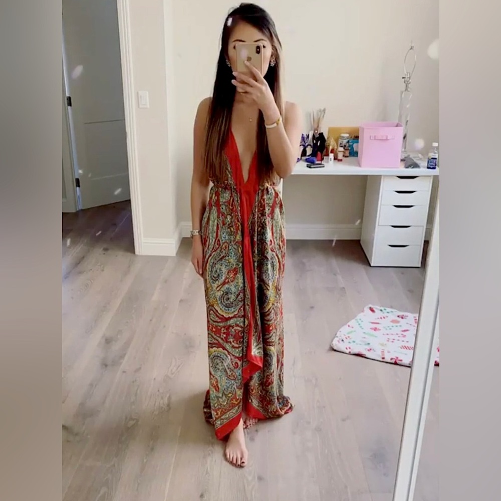 Satin backless maxi dress
